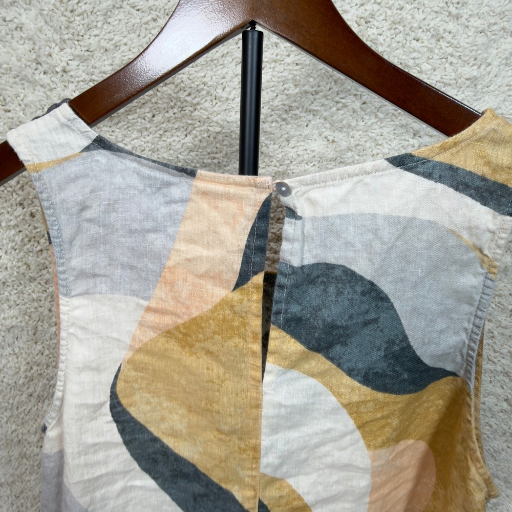 Rachel Zoe Linen Shift Dress Womens Large Multi Color Abstract Swirl Sleeveless - Picture 10 of 13